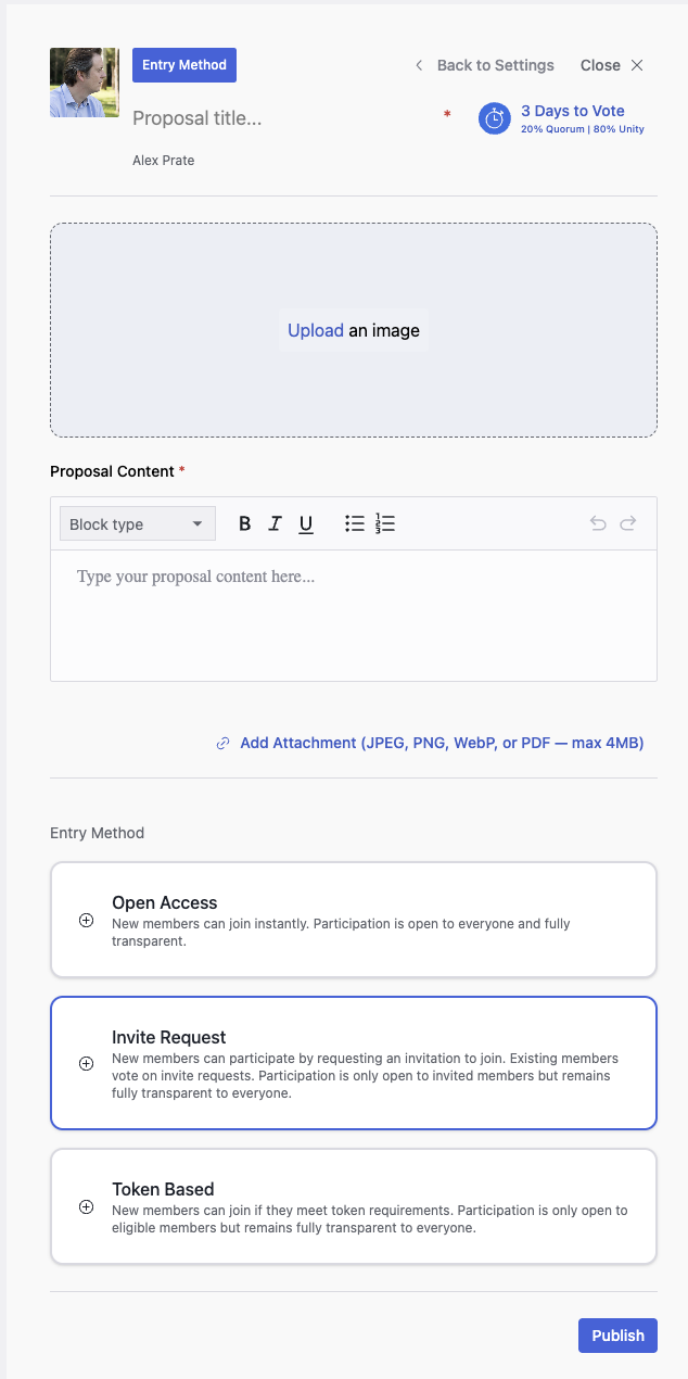 Entry method proposal form