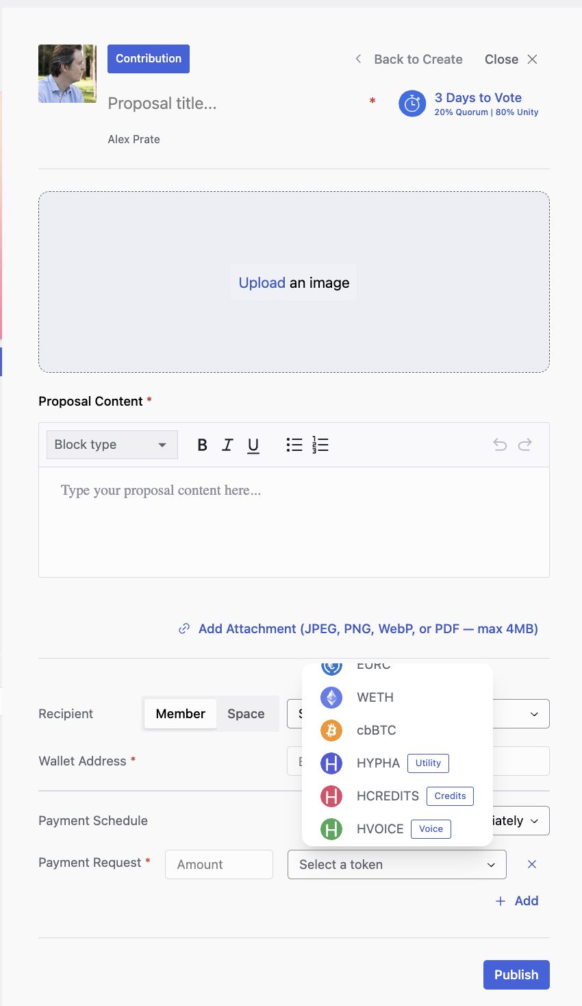 Contribution submission form